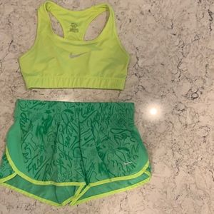 Nike Dri-Fit sports bra and running shorts both size small excellent used cond